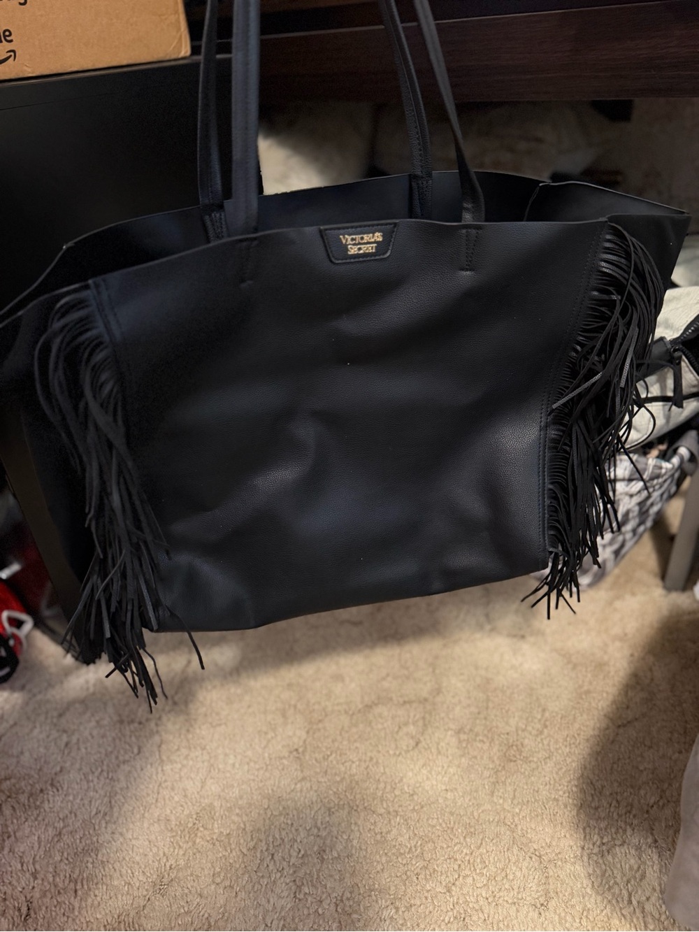 Victoria's Secret Black Fringe Tote